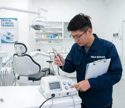 Field service engineer servicing dental equipment